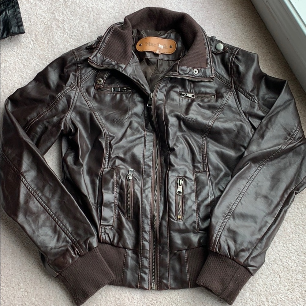 Brown Faux Leather Jacket